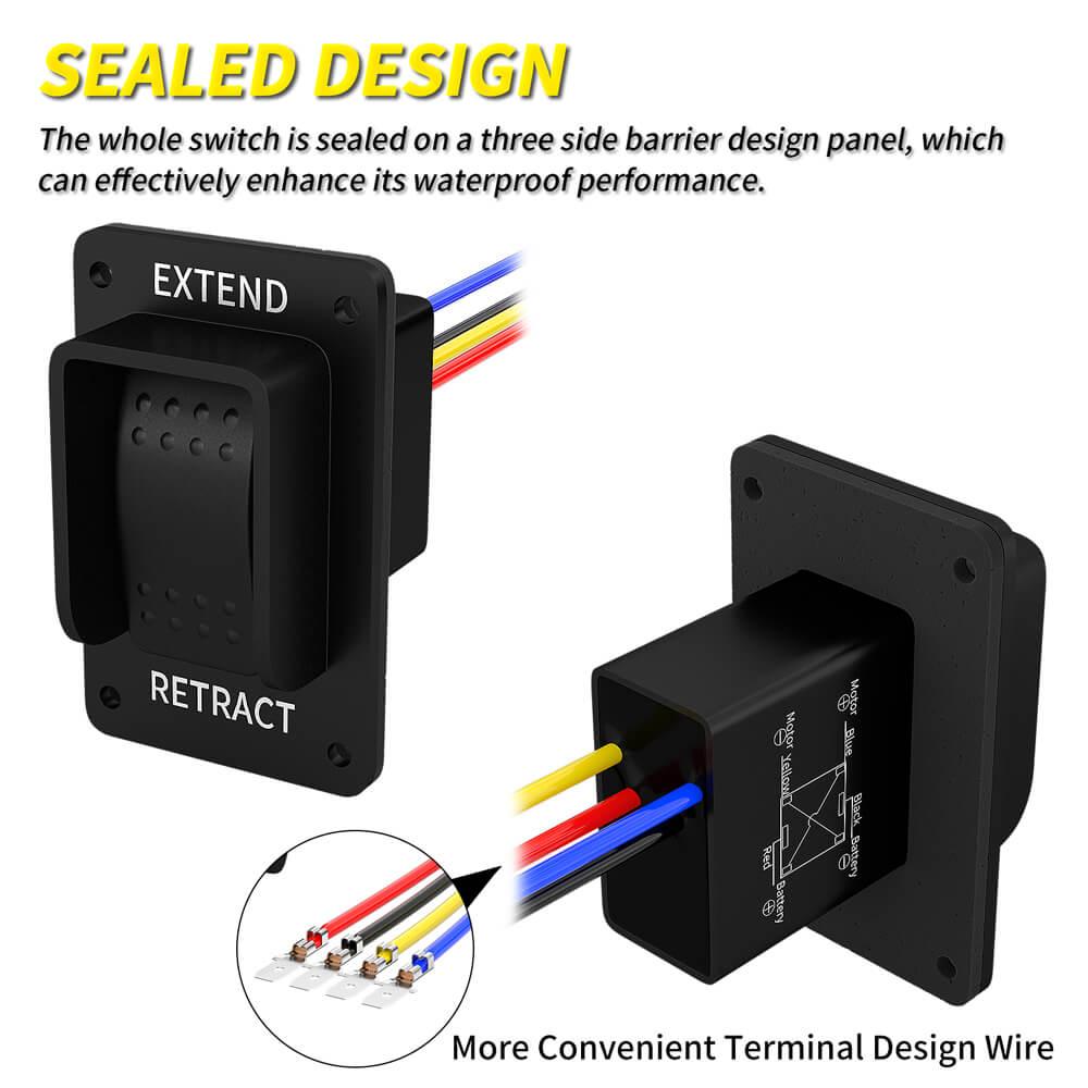 Retraction Switch 12V 20A Momentary 3 Position Waterproof Extend Retract Switch – DAIER