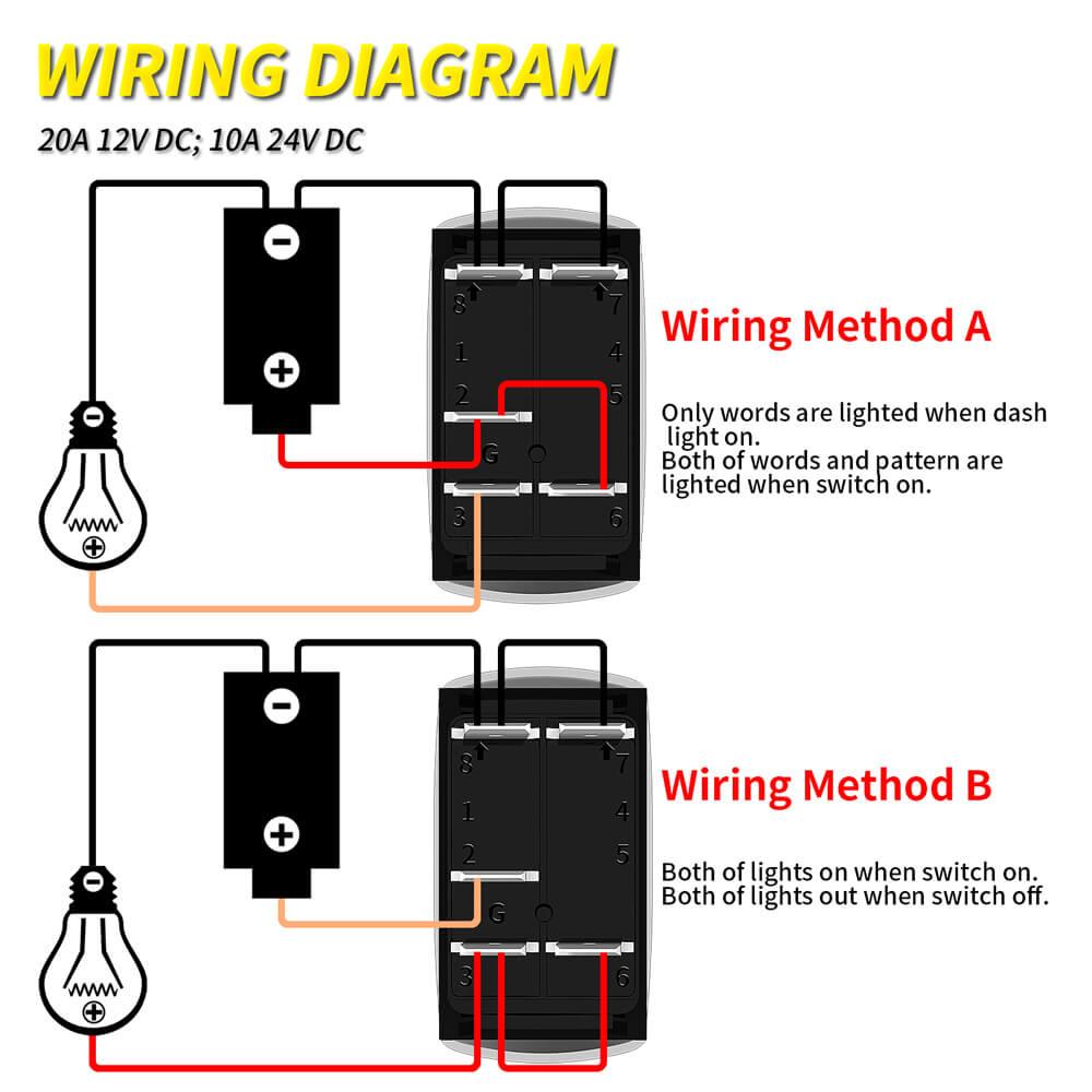 IP65 UTV 2 Way Dual LED Rock Lights Rocker Switches 12V 20A hot sale