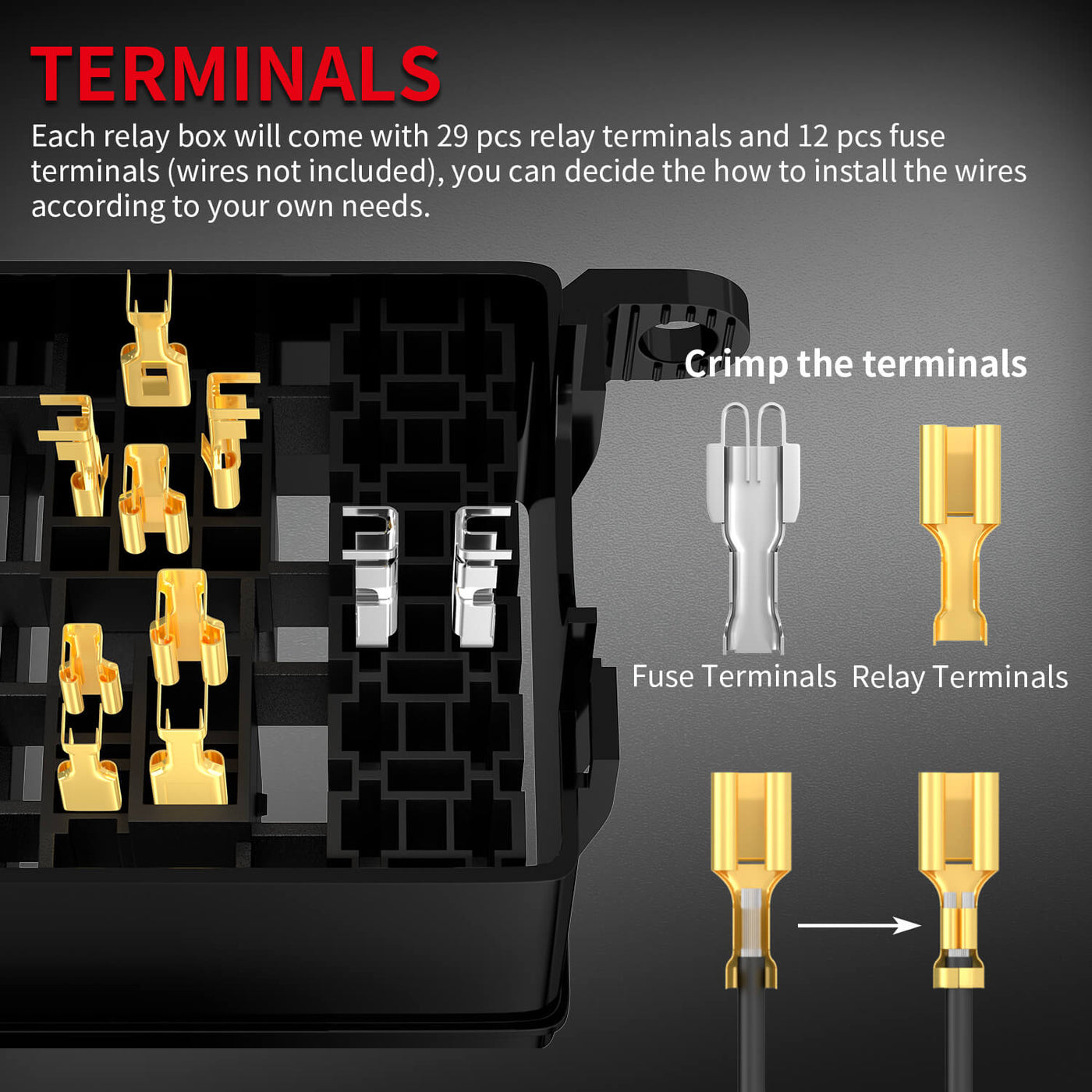 Car 12-Slot 6 ATC/ATO Fuse and Relay Box with Metallic Pins terminals