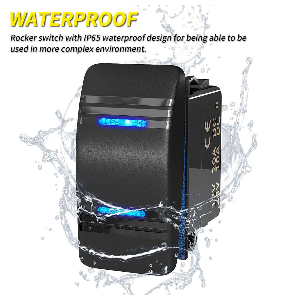 IP65 Marine Boat RV 20A 12V Dual LED ON OFF ON Rocker Switch – DAIER