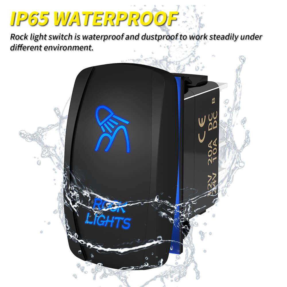 IP65 UTV 2 Way Dual LED Rock Lights Rocker Switches 12V 20A waterproof