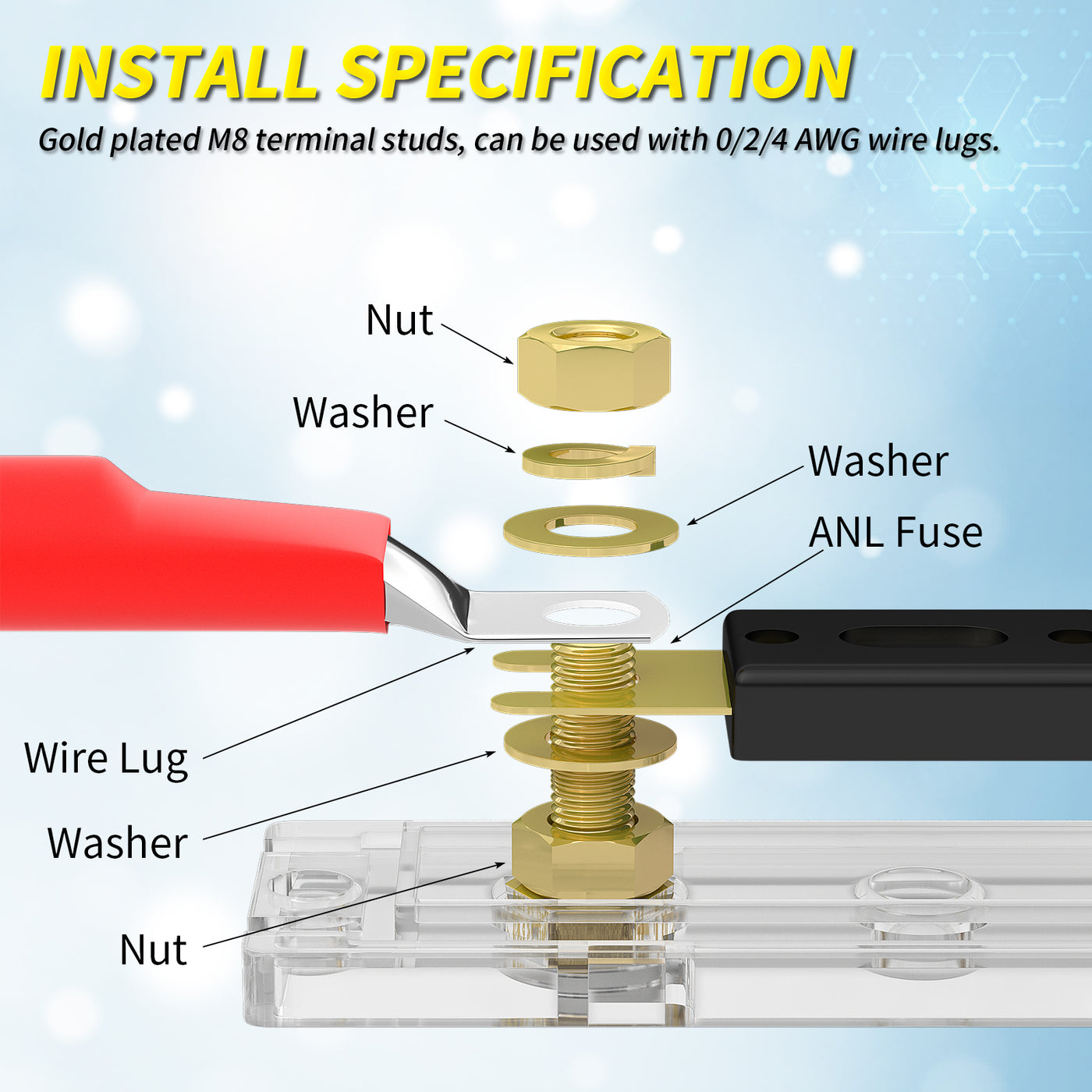 Transparent Car Audio ANL Fuse Holder with M8 Stud - DAIER