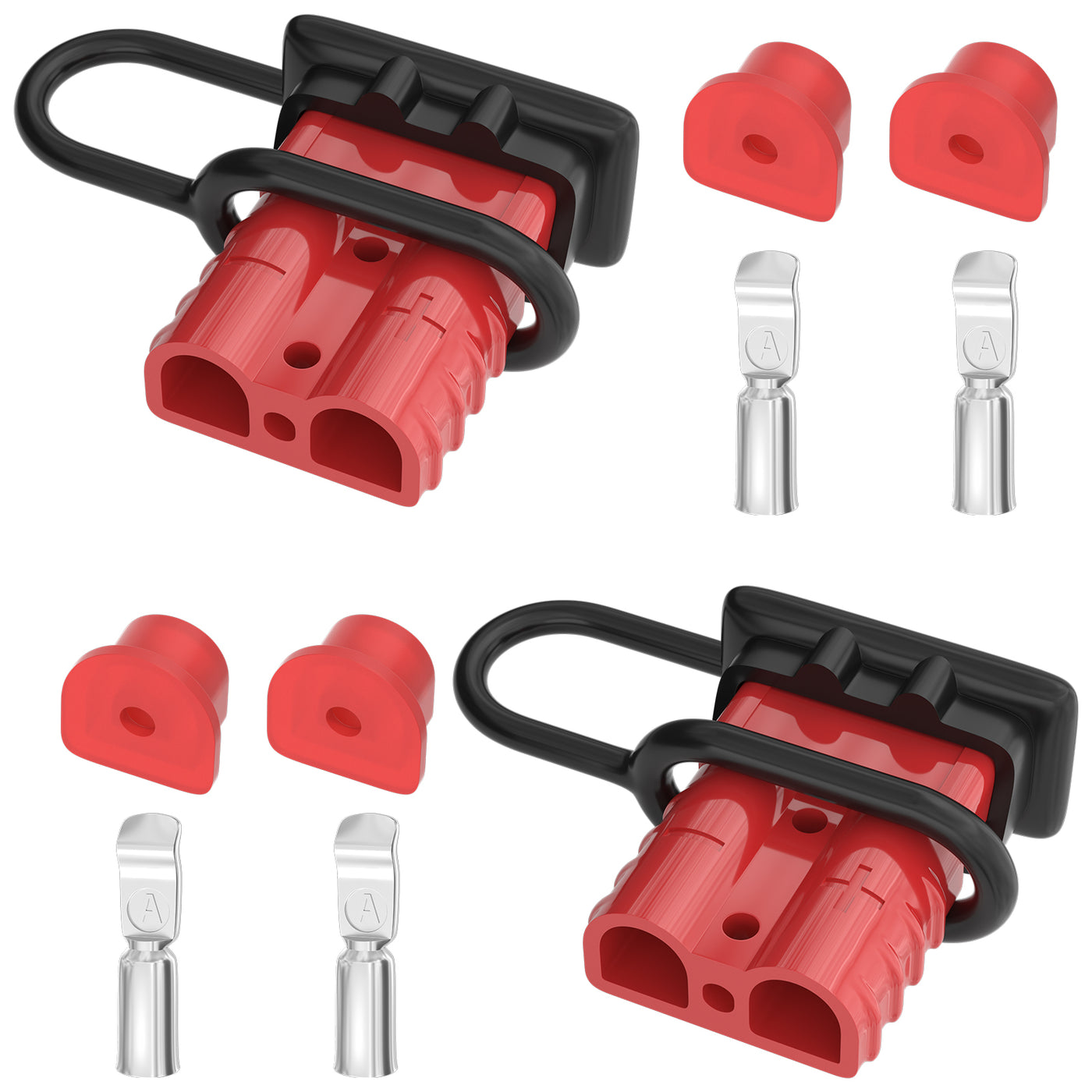 Pair of 50Amp Red Battery Quick Disconnect Connector with Cover