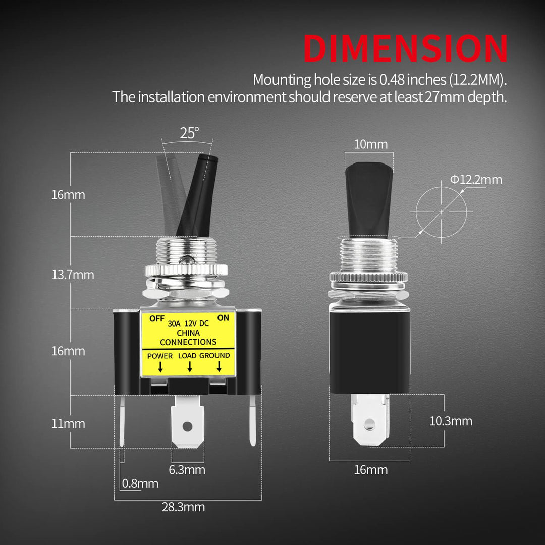 5/8 Inch Mounting Hole Switch Heavy Duty Push Button Switch 12V 60A ...