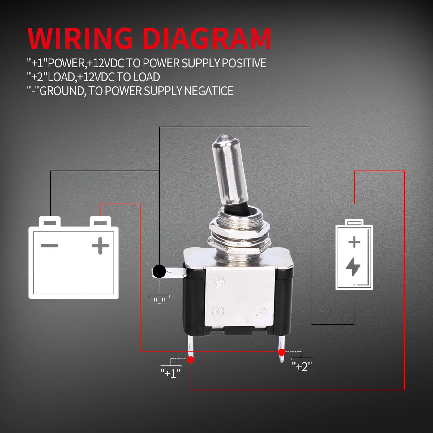 Race 12 Volt 20A ON-OFF SPST 3 Pin Illuminated Toggle Switch wiring diagram