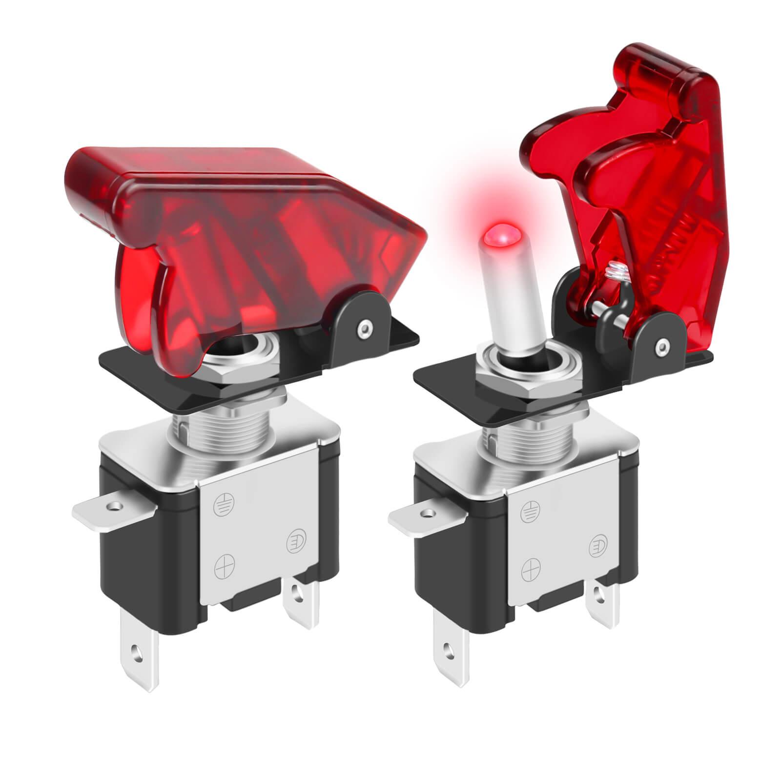 Control Panel Key Switch Guard 12V Lighted Toggle Switch | 20A SPST with Safety Guard | DAIER