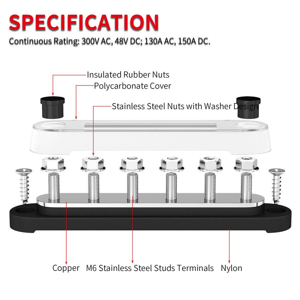 BB150-T6M6-C M6/M8 6 Studs Battery Power Distribution Block specification