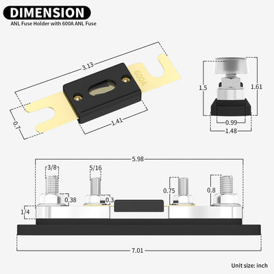 750A M10 Stud Terminals ANL Fuse Holder with Cover - DAIER