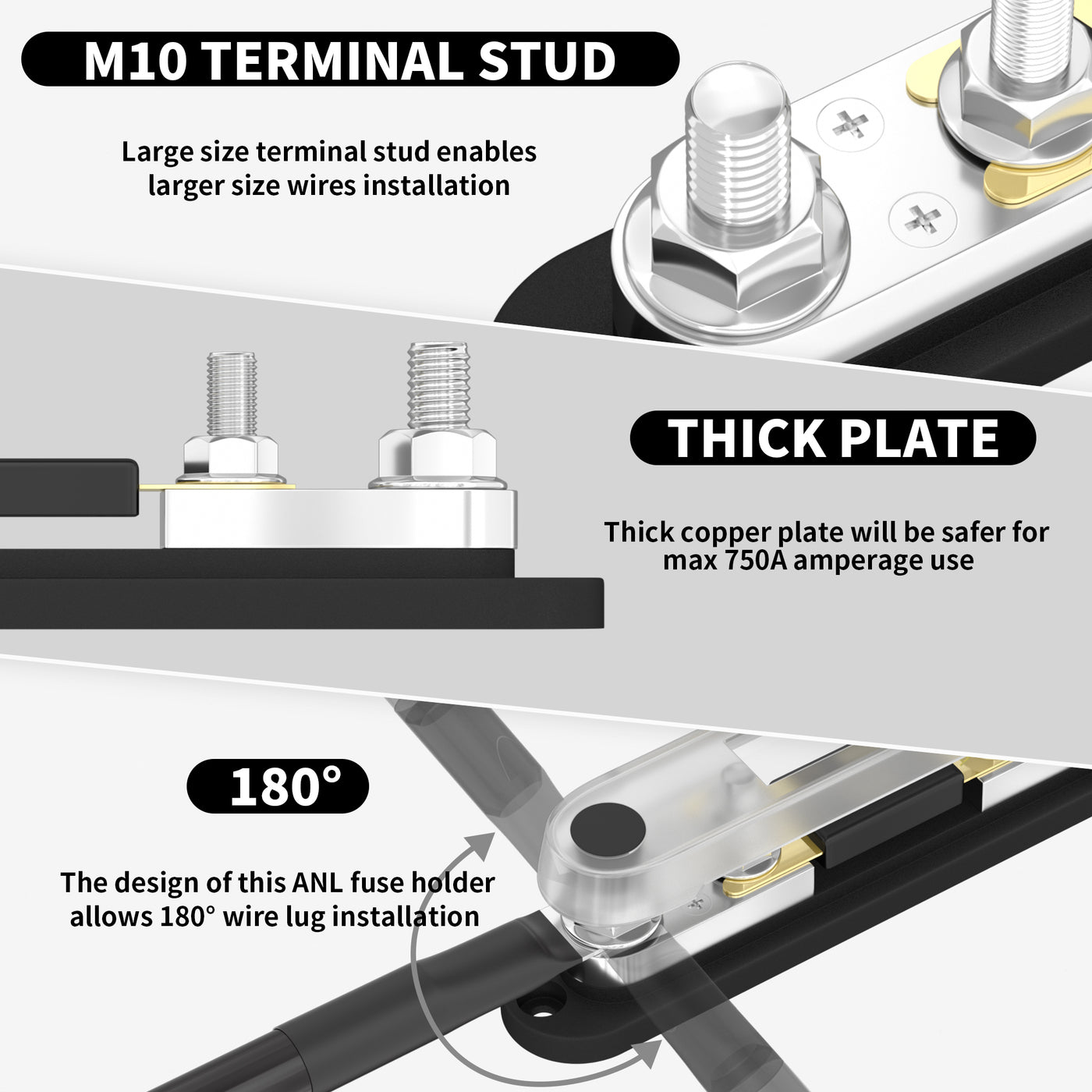 750A M10 Stud Terminals ANL Fuse Holder with Cover - DAIER