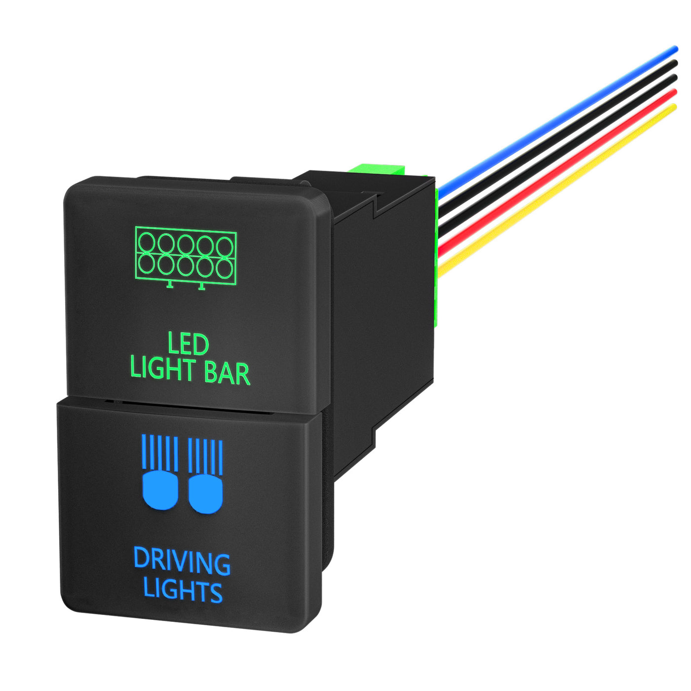 12VDC LED Light Bar and Driving Light Symbol Dual Push Button Switch