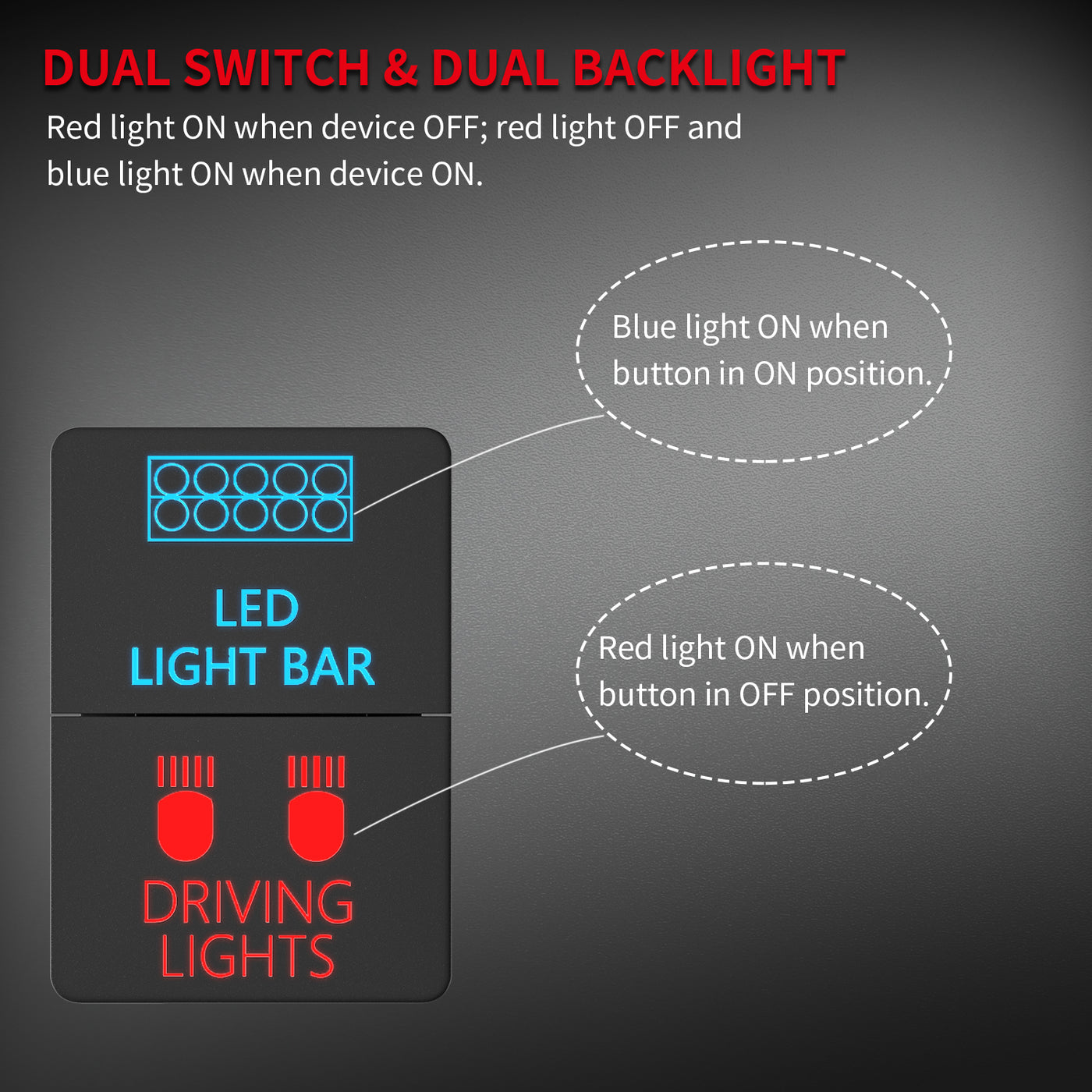 Push Button Map Light 12VDC LED Light Bar and Driving Light Symbol Dual Push Button Switch ...