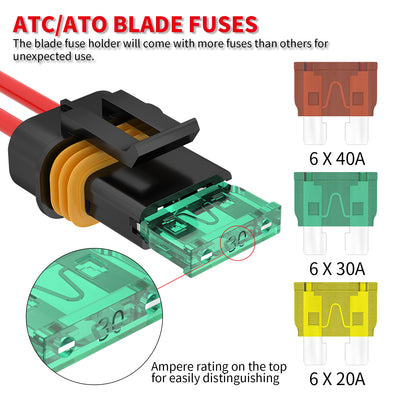 Waterproof 12V 12AWG ATO/ATC In-line Blade Fuse Holder