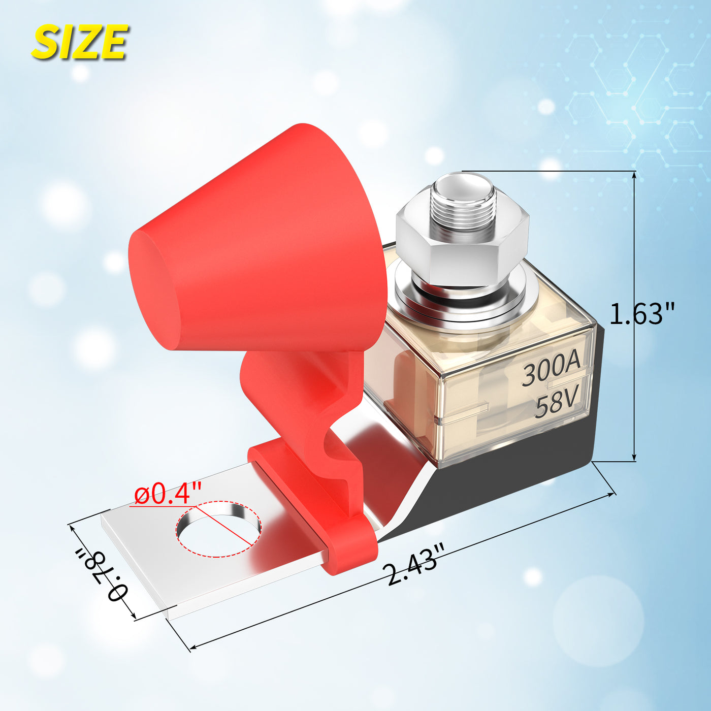 30A-300A 58V M8 Stud Single MRBF Terminal Fuse Block - DAIER