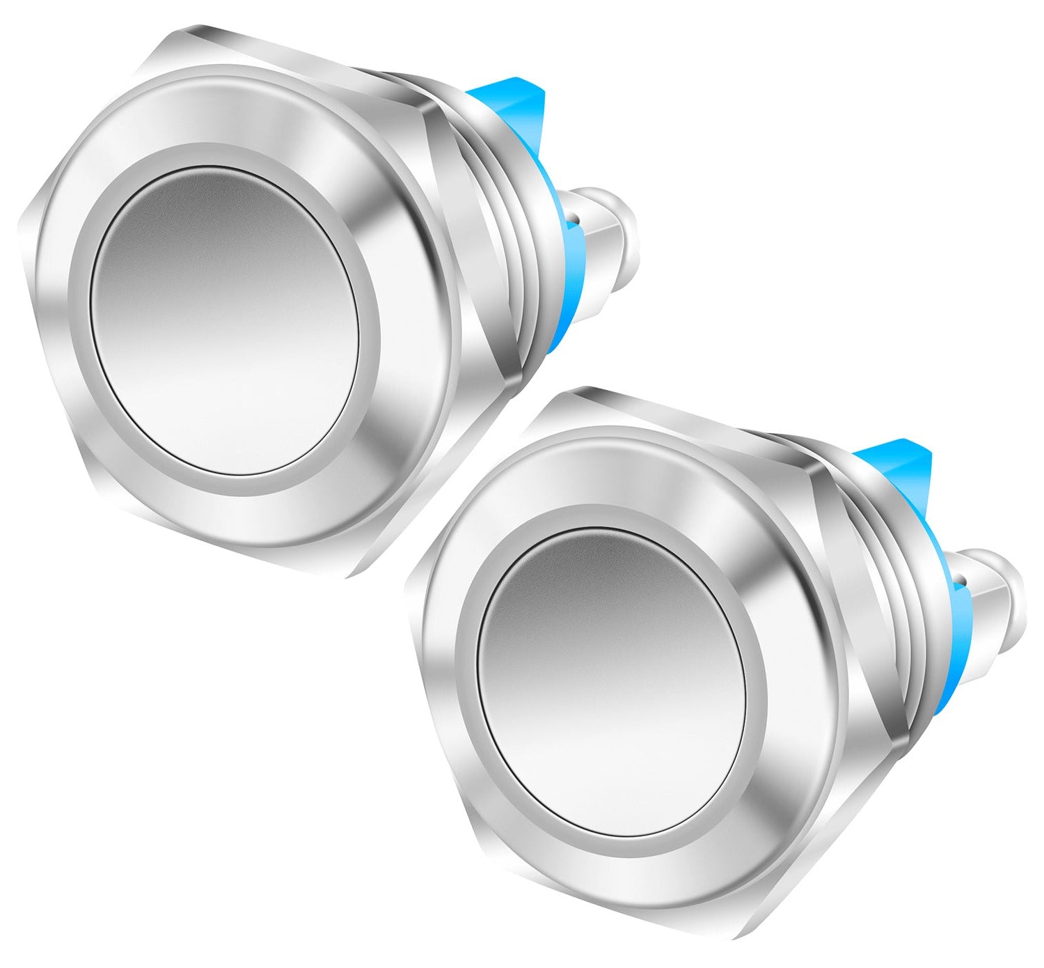 2pcs 12V 16mm Flat Head Round Horn Momentary ON OFF Push Button Switch ...