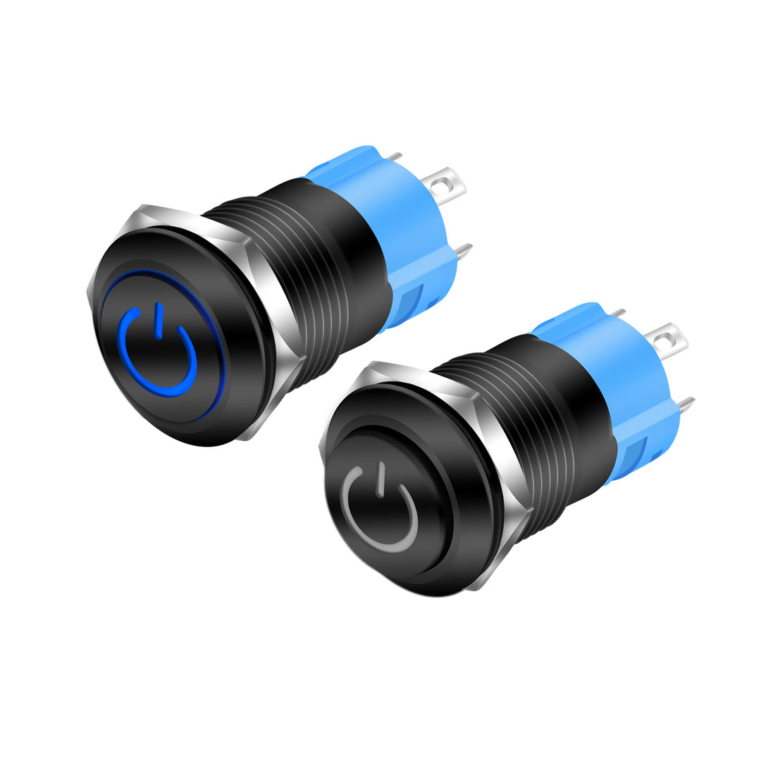Green Illuminated Push Button Switch Connector 19mm Metal Waterproof ...
