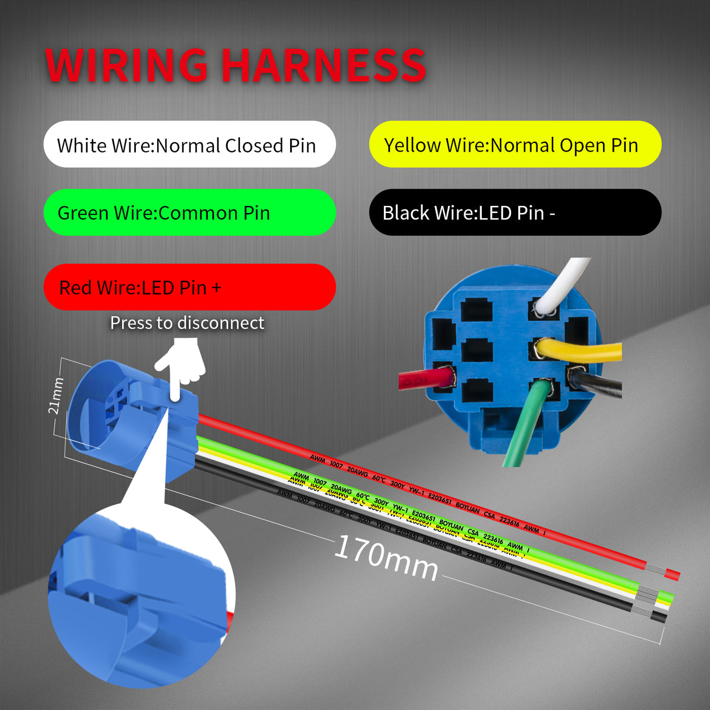 22mm Latching or Momentary 12V Ring LED Illuminated Pushbutton - DAIER