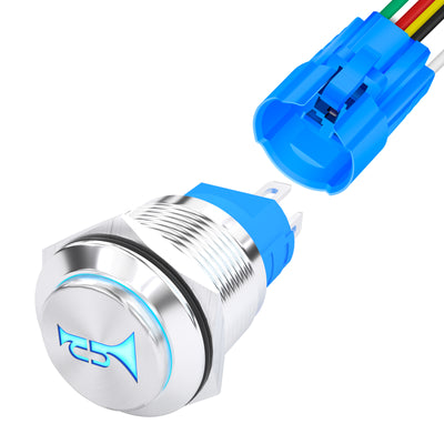 16mm High Button Momentary LED Lighted Horn Push Button - DAIER