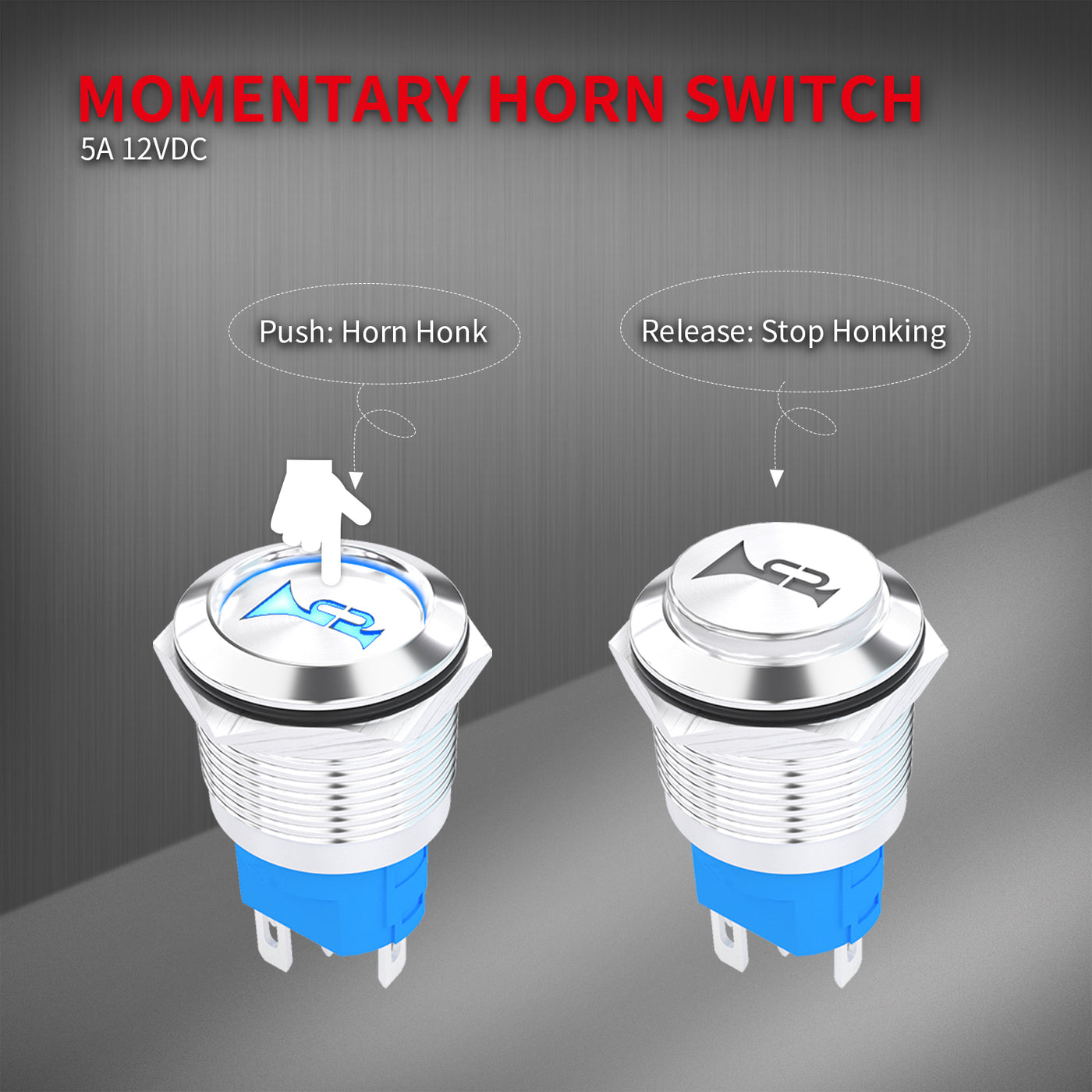 Road Led Button 16mm High Button Momentary LED Lighted Horn Push Button – DAIER