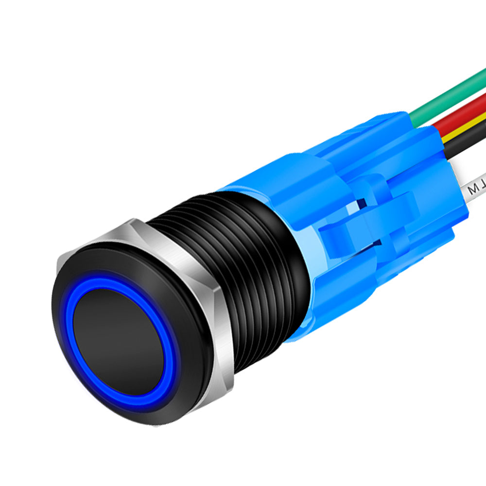 19mm 12V LED Lighted Latching Push Button Switch with Pre-Wired – DAIER
