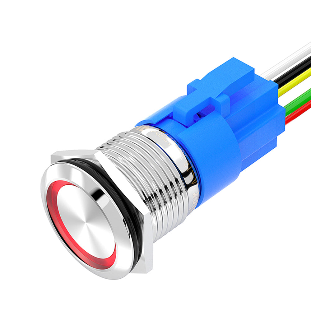 19mm 12V LED Lighted Latching Push Button Switch with Pre-Wired – DAIER