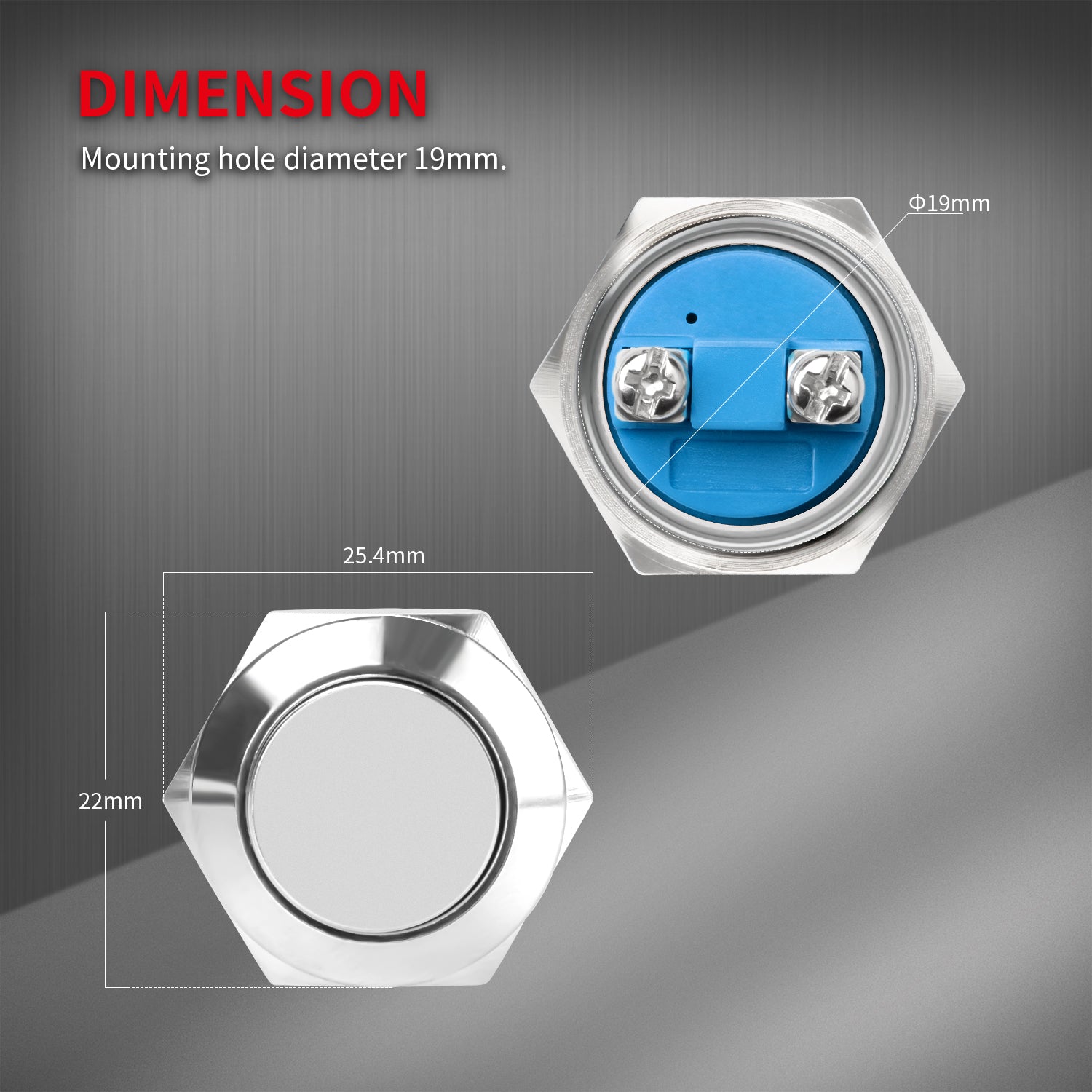 2pcs 19mm High Button Momentary ON OFF Button Switch – DAIER