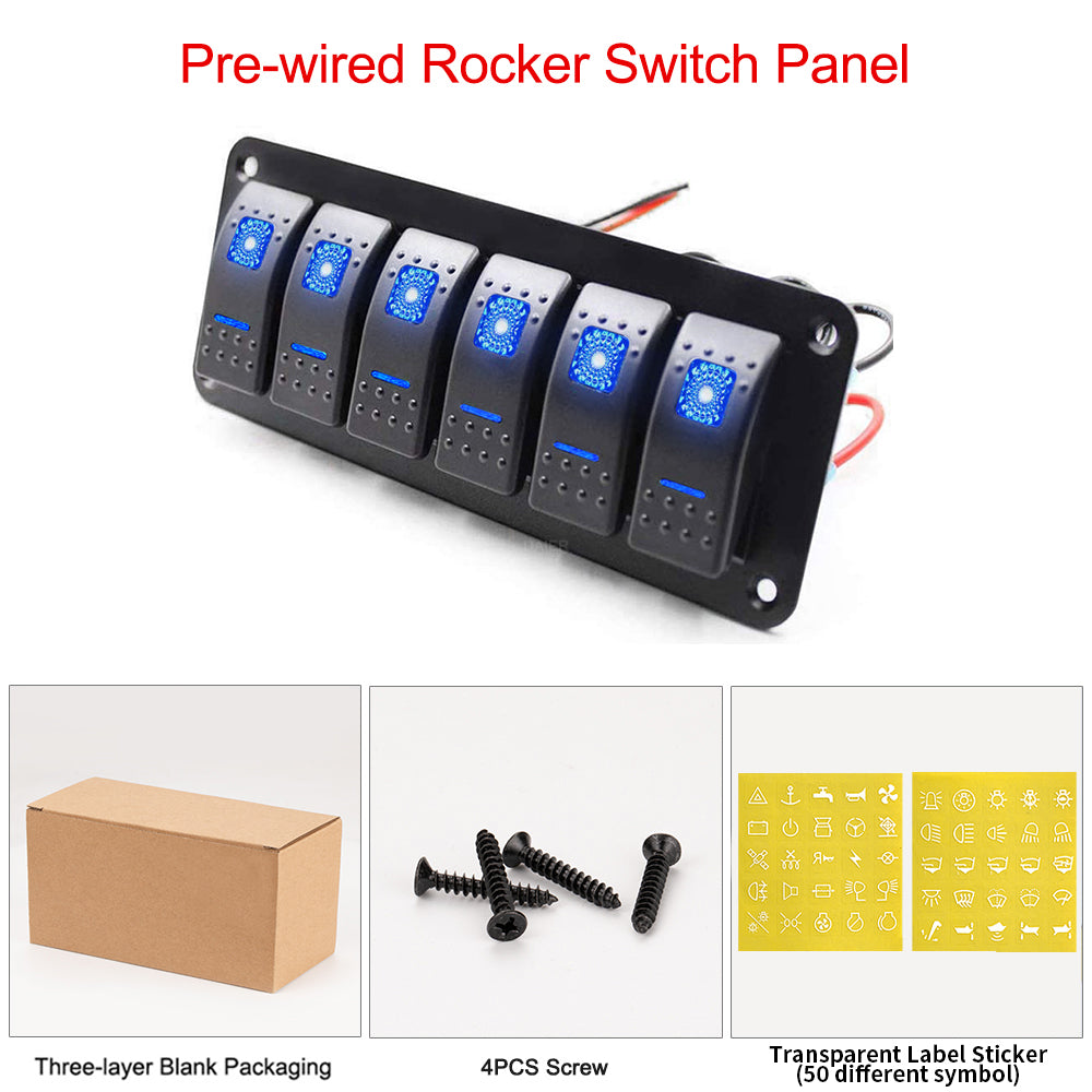 6 Gang 12V 20A Switch Panel Dual LED Light – DAIER