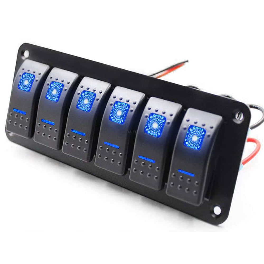 6 Gang 12V 20A Switch Panel Dual LED Light – DAIER