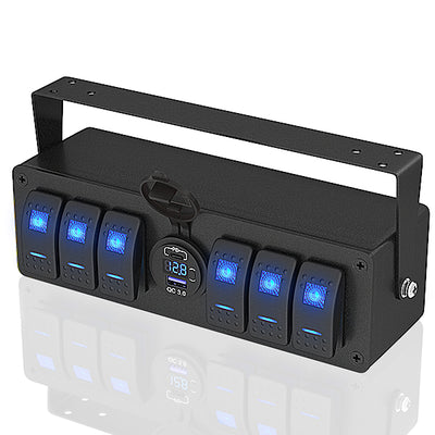 6 Gang Rocker Switch Box with Dual QC3.0 USB Charger - DAIER