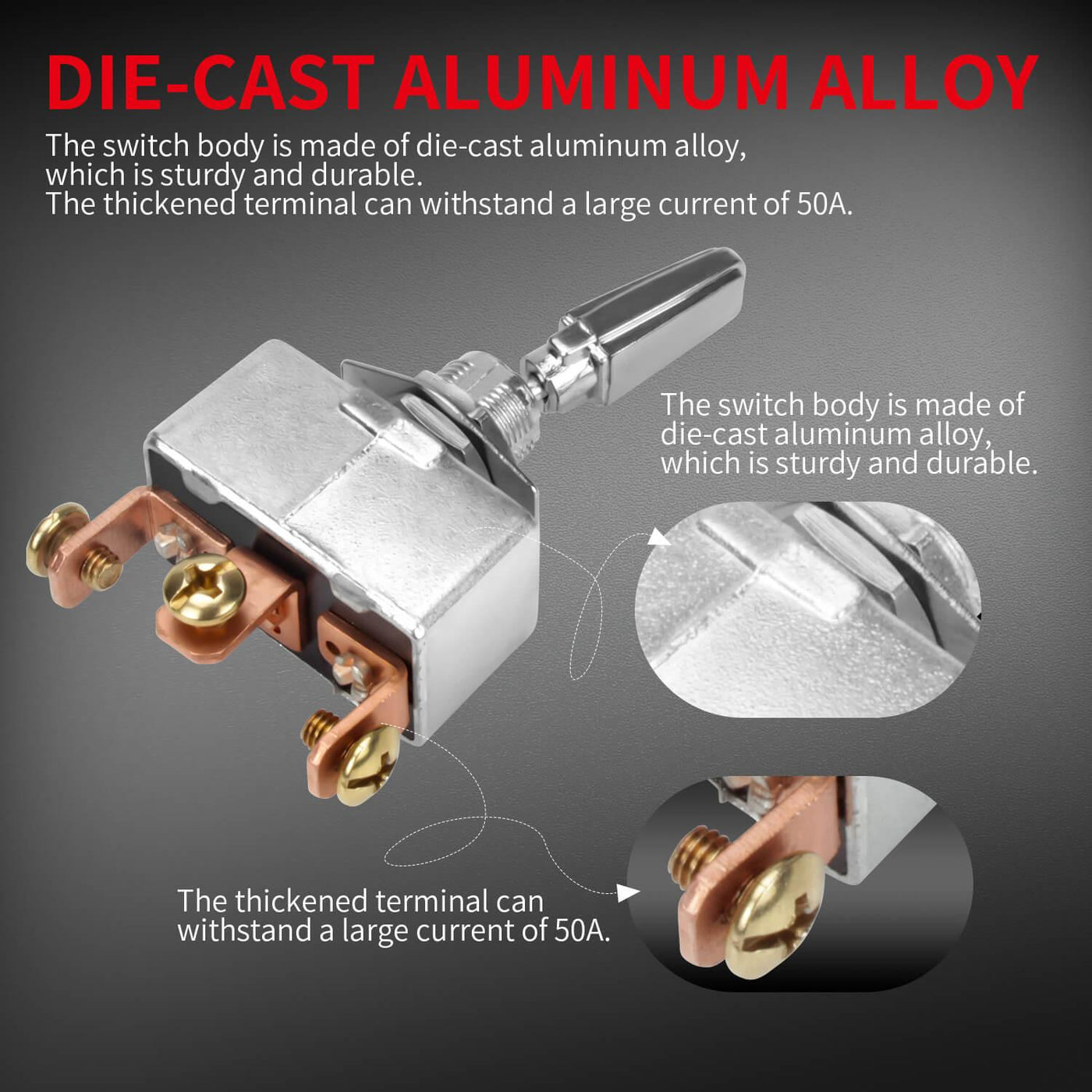 50A Aluminum Alloy SPDT ON OFF ON 3 Position Toggle Switch online price