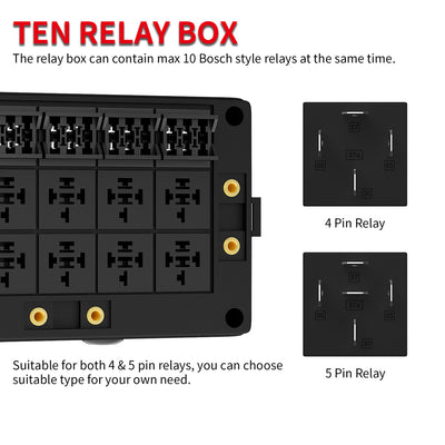 Waterproof 15 Way Car Fuse and Relay Box with Terminals