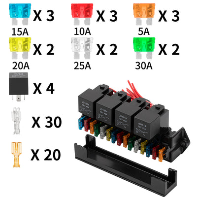 15 Way Multi-Circuit Assembly Automotive Fuse and Relay Box - DAIER