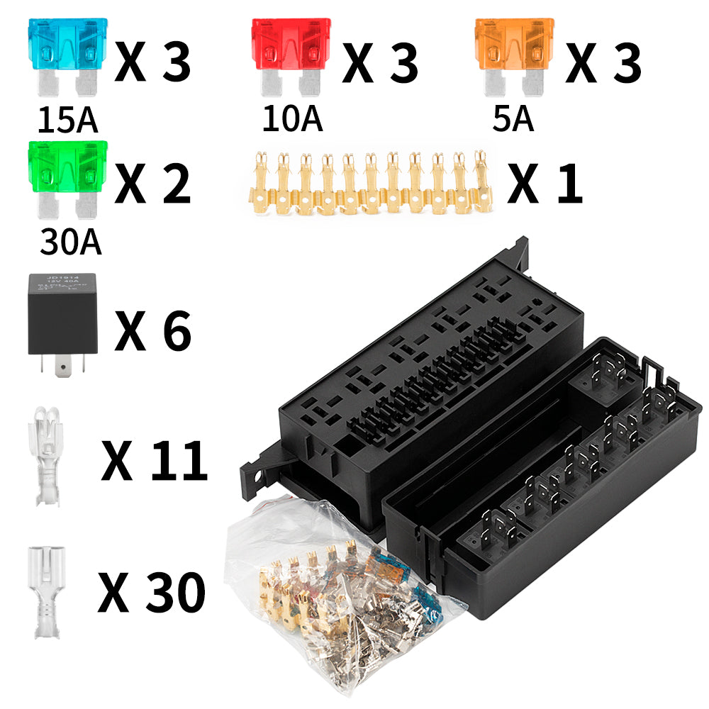 11 Way 12V Automotive Universal Fuse and Relay Box - DAIER