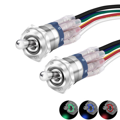 16mm SPST ON OFF 12V RGB 6 Pin Pre-Wired LEDToggle Switch online price