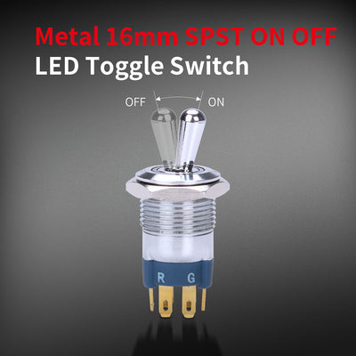16mm SPST ON OFF 12V RGB 6 Pin Pre-Wired LEDToggle Switch online sale
