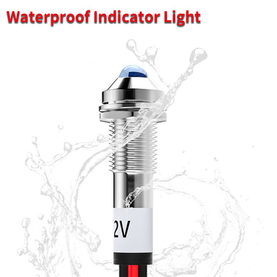 3pcs 8MM 5/16" 12 Volt Waterproof Metal Led Indicator Pilot Light - DAIER